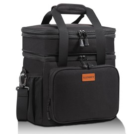 Expandable XLarge Lunch Box, Insulated Heavy Duty Lunch Bag Waterproof Leakproof Durable Cooler Bag for Men Women Adults Work Construction Camping Trip, 22L, Black, GLENKEY