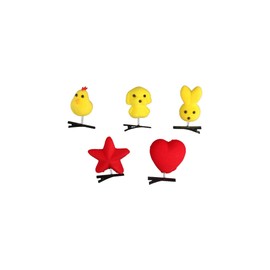 6pcs Funny Cartoon Plush Duck Chicken Dog Rabbit Star Hair Clip Red Heart Hair Pin Animal Hairpin Girls Metal Duckbill Clip Barrettes Hair Accessories