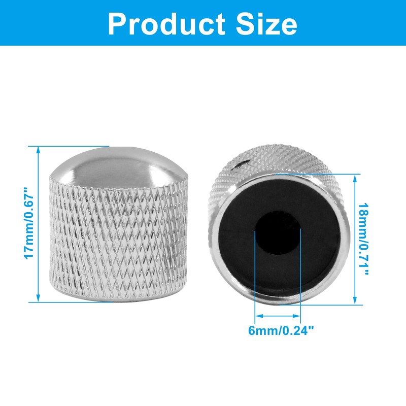 Dijedev 4 Pcs Metal Guitar Knobs, Volume Tone Control Knobs,