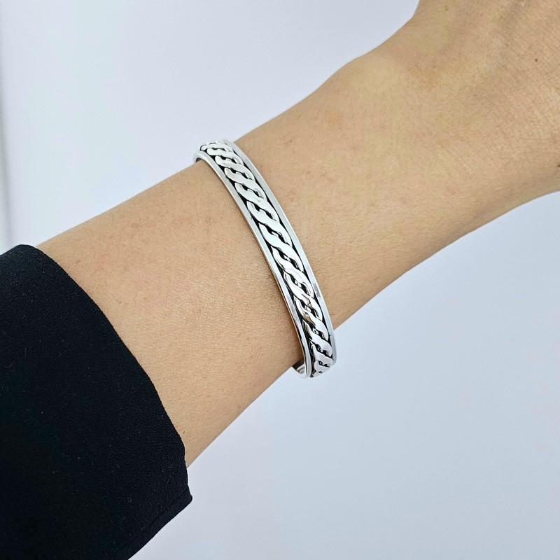 Treasure Bay Men's Silver Bracelet 925 Sterling Silver open Cuff