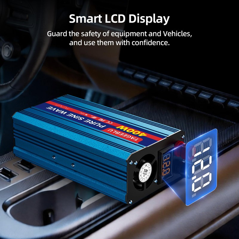 400W Pure Sine Wave Power Inverter 12V DC to 110V