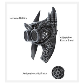 Attitude Studio Steampunk Gladiator Half Mask Robot Goggle Costume - Silver
