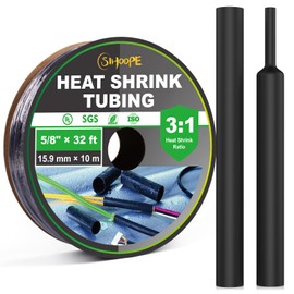 Sihoope 5/8 Inch Black Heat Shrink Tubing Roll, 3:1 Adhesive Lined Heat Shrink Tubing,Marine Grade Waterproof Heatshrink Tubes, Electrical Shrink Wrap Tubing Industrial Electric Automotive - 32ft