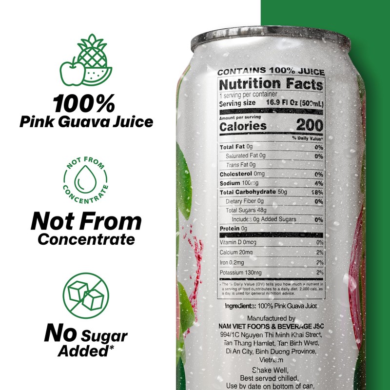 VINUT 100% Pink Guava Juice, No Added Sugar, Not From