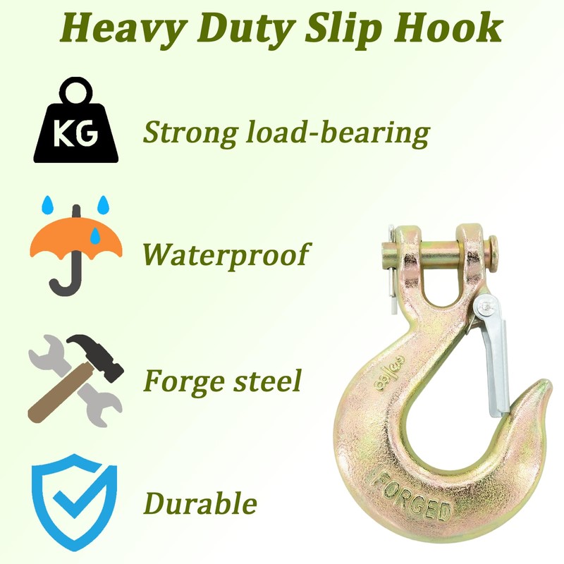 SEUNGCH 6 Pack Chain Hook with Safety Latch, 3/8" Heavy