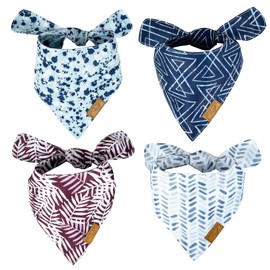 Remy+Roo Bandanas para perros – Paquete de 4 | Juego clásico | Tela duradera de alta calidad | Forma única | Ajuste ajustable | Múltiples tamaños disponibles (grande)
