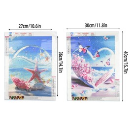 Kikuo DIY Diamond Painting Full Set, 6 Pieces Sea Beach Diamond Painting Kits, 5D Full Drill Diamond Painting Craft for Adults Kids Beginners Home Wall Decor Birthday Gift, 30x40 cm