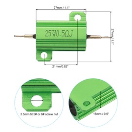 PATIKIL 25W 0.5 Ohm Aluminum Shell Resistor 5 Pack Aluminum Housing Resistor Housing Case Wire Wound Resistor Screw Tap Power Resistor 5% Tolerance Green