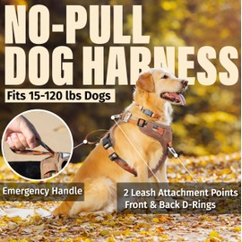 Dog Harness No-Pull with Front & Back D-Rings, Water-Repellent 600D Oxford for Hiking/Training/Walks, Reflective Adjustable Vest, Lightweight Aluminum Hardware Fit for Small Sized Dogs, Camo Orange, S