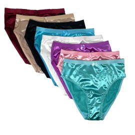 Ann Diane Secret Lot 6 PRETTY SATIN BIKINIS Style PANTIES Women Underwear #3122X S M L XL 2X - 3X