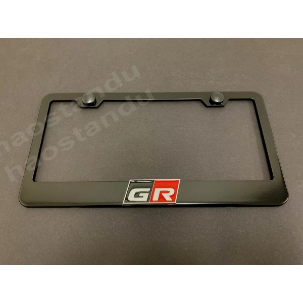License Plate Frame Shop 1xGR GazooRacing 3D Emblem BLACK Stainless