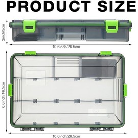 6 Pcs Fishing Tackle Boxes Waterproof Airtight Plastic Tackle Box Organizer Transparent Fishing Tackle Storage with Adjustable Dividers for Terminal Tackle Lure Bait Hook(Large)
