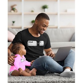 Tstars Ctrl C Ctrl V Dad and Baby Matching Outfits | Copy & Paste Shirts Set Gift for New Dads and Father's Day Dad Black X-Large/Baby Pink 18M (12-18M)