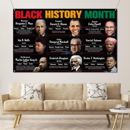 Sunwer Black History Month Photo Booth Backdrop African American National Holiday Decoration Famous People School Classroom Bulletin Board Hanging Banner (7×5ft)