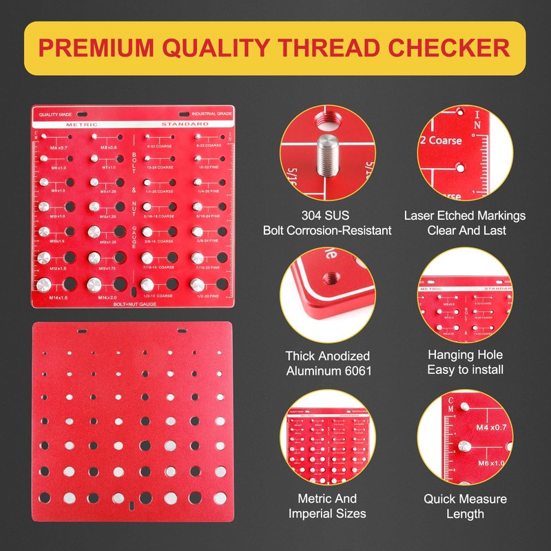 Thread Checker：Nut and Bolt Thread Checker Thread Identifier Gauge Nut