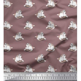 Soimoi Moss Georgette Fabric Shoes & Bull Dog Print Fabric by The metre 42 Inch Wide