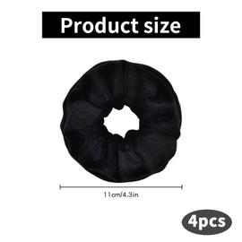 4 Stück Haargummi Schwarz,Scrunchies Haargummi,Haar Dickes Scrunchie Haarbänder Elastisch,Haargummis Samt Groß,Dicke Haargummis Schwarze Samtstoff,Damen Weich Scrunchie für Lockiges Pferdeschwanz