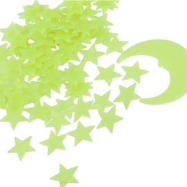 Kesote 100 Piezas Luminoso Pegatinas de Pared Calcomanías de Techo para Bebé 1 Luna + 99 Estrellas Fluorescente Pegatinas de Plástico de Pared Decoración de Pared para la Habitación de los Niños
