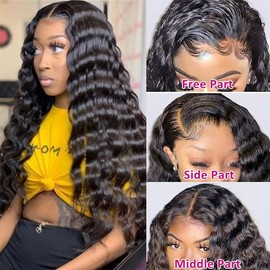 Twigoal Loose Deep Wave Lace Front Wigs Human Hair For Black Women 4x4 Hd Lace Front Wigs Human Hair Pre Plucked With Baby Hair 180% （24inch）
