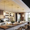 Brushed Gold Pendant Lights for Kitchen Island 4.72" Hammered Glass