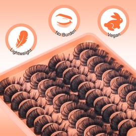 20 Pairs False Eyelashes Mink Lashes Fluffy Dramatic Faux Mink Lashes 20MM 10D Thick Long Lashes Fox Eye Fluffy Volume Russian Lashes Strip Wispy Fake Eyelashes by Lvmixwig