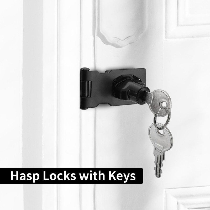KEJJNYER 6 Packs Keyed Hasp Latch Locks, 2.5 Inch Cabinets
