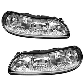 AUTOSAVER88 Headlight Assembly Compatible with 1997-2003 Chevy Malibu / 1997-1999 Oldsmobile Cutlass Chrome Housing Clear Lens (Passenger and Driver Side)