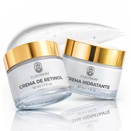 CLEOSKIN Kit Día y Noche Crema Ácido Hialurónico  Crema Retinol 0.3 - Tratamiento Antiedad 24h Hidratación y Renovación Celular, 2 x 50ml             