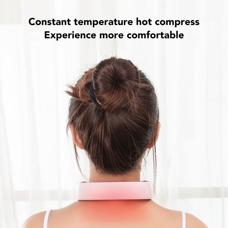 Heated TENS Neck Massager 9 Gears Vibration Rechargeable Electromagnetic Pulse