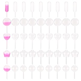 PATIKIL Cupcakes Pipettes, 300 Pcs 4ml Disposable Plastic Dessert Pipettes Strawberry Pipettes Squeeze Transfer Pipettes Droppers for Cupcakes Mini Cakes Desserts, Clear, 5 Shapes
