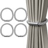 VEGCOO Pack of 4 Magnetic Curtain Tiebacks, Grey Tiebacks for