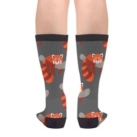WOAIDY Men's Holiday Novelty Crew Red Panda Socks, Soft Funny Dress Socks for Him