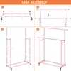Calmootey Double Rod Clothing Garment Rack,Rolling Hanging Clothes Rack,Portable Clothes