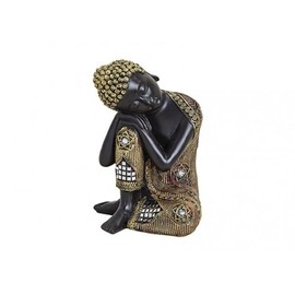 Meditating Sitting Buddha Figurine, 17 cm in Black Gold, Decorative Item for Home & Home, Buddha Sculpture, Zen Garden, Home Accessory, Beautiful Thai Statue