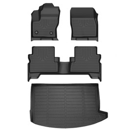 AZYT Floor Mats & Cargo Liner for 2013-2019 Ford Escape/Ford C-max All Weather Automotive TPE Set Anti-Slip Waterproof Floor Liners Accessories (Car Mats+Trunk Mat) Black
