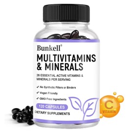 Bunkell Multivitamins Minerals Capsules Improve Energy Vitality Boost Immunity 120 Pills