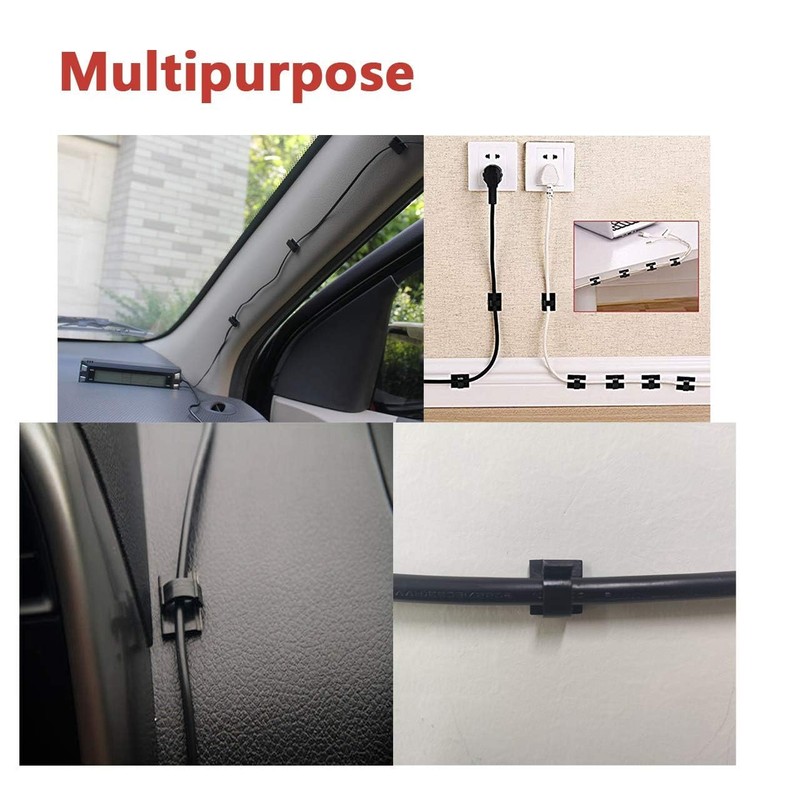 Cable Clips 40pcs with Strong Adhesive Tapes,Wire Holder Organizer Cord