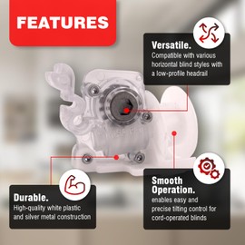 Amazing Drapery Hardware Clear Low Profile Cord Tilt Control 2ct - Fits Hex Rod, 1/4" Hex Hole, Ideal for 2" Horizontal Blinds