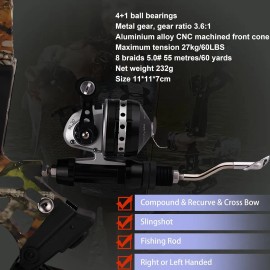 Carrete De Pesca Con Arco Spincast, Acero Inoxidable