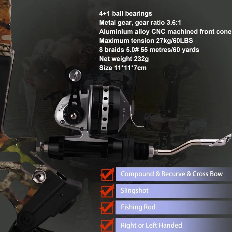 Carrete De Pesca Con Arco Spincast, Acero Inoxidable