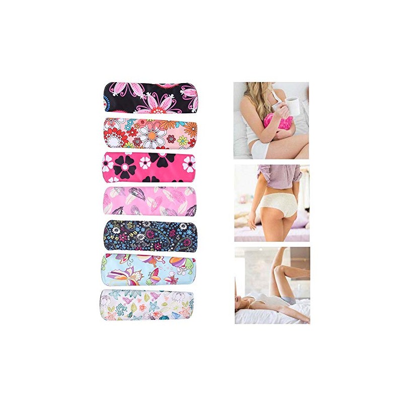 7 piezas de toallas sanitarias de tela reutilizables, almohadillas menstruales