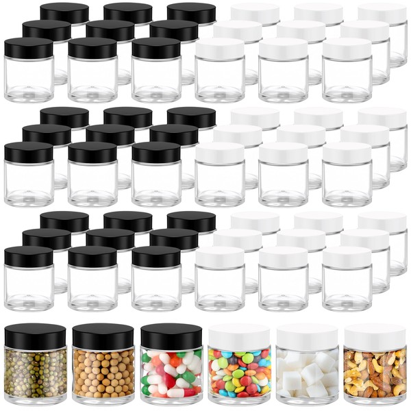 Meanplan 60 Pack Small Glass Jars with Lids Round Glass