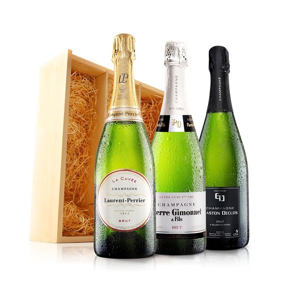 Virgin Wines - Ultimate Champagne Celebration Trio in Wooden Gift Box - 3 Bottles (75cl)
