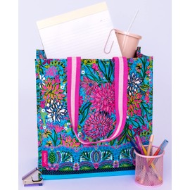 Lilly Pulitzer Market - Bolsa de compras reutilizable, bolsa de hombro para productos o viajes, Walking on Sunshine, L