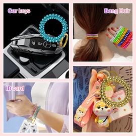 XXUOD 12 Colors Wrist Keychain Plastic Spring Flexible Spiral Wrist Coil Stretchable Wrist Band Wristlet Keychain Bracelet Wrist Coil for Sauna Gym Pool ID Badge and Outdoor Sports