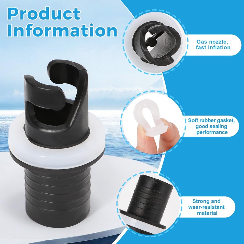 LQTSLFM Dinghy Valve Adapter, Black Adapter Dinghy Valve, Kayak Pump