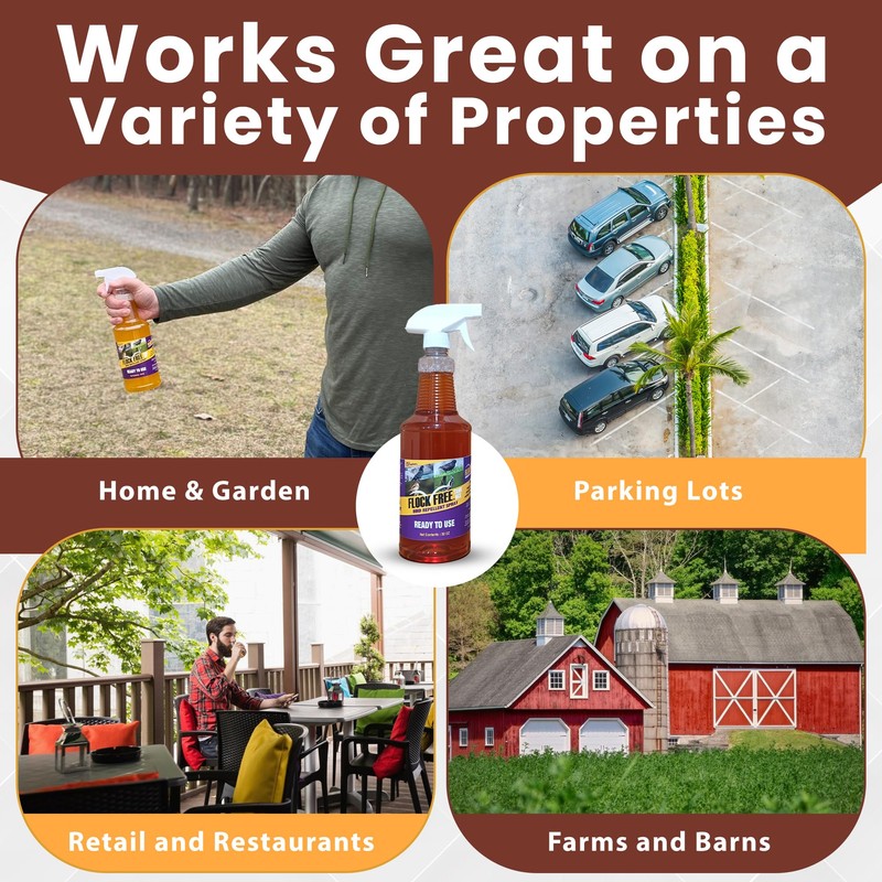 Flock Free Bird Repellent Spray, Ready to Use Bird Spray,