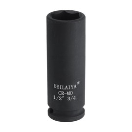 QUARKZMAN 3/4" SAE Deep Impact Socket 1/2" Drive 6 Point Design CR-MO Steel Nut Impact Resistant Socket for Car Repair