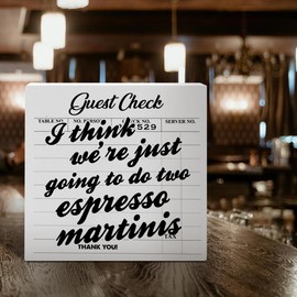 Bar Desk Decor, Drinking Bar Table Decor for Home Kitchen Dining Room, Bar Cart Cheers Decoration Wooden Box Sign, Bar Gifts for Bartender Women Men, Two Espresso Martinis