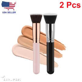 Brocha de maquillaje base profesional 2 piezas tapa plana Kabuki para mezclar crema líquida nueva